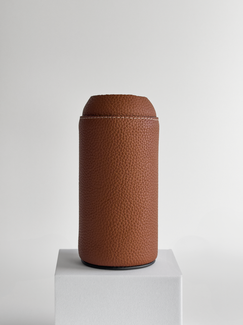 COGNAC leather bottle sleeve for NAAL glass water bottle